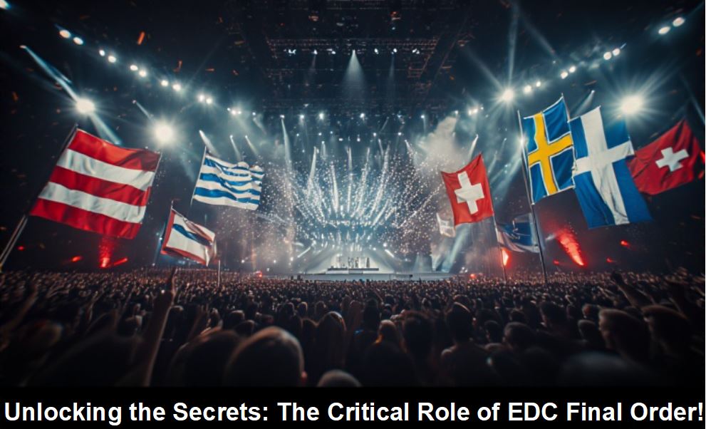 Flags waving during the finals of the Eurovision Song Contest finals.